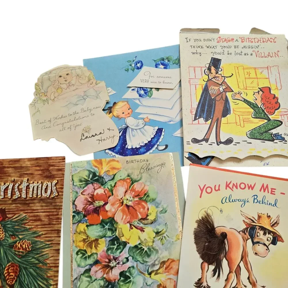 Vintage Greeting Card Lof Of 18: Christmas, Baby, Graduation